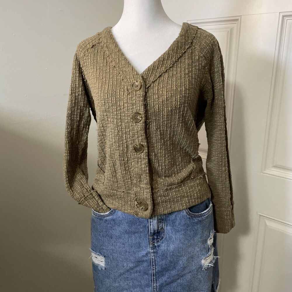 Two by Vince Camuto Women's Cardigan Sweater Brown Button Knit Size Small